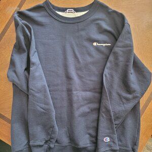 Champion Sweatshirt Mens XL Navy Blue Script Logo Pullover Crewneck Cotton Blend